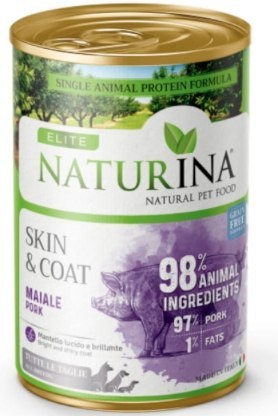 NATURINA ELITE WET SKIN & COAT WIEPRZOWINA 4x400g PIES