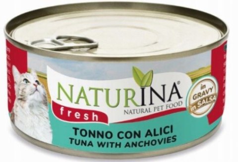 NATURINA FRESH 4x70G TUŃCZYK Z ANCHOIS W SOSIE KOT