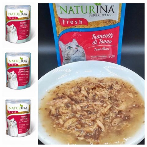 NATURINA FRESH 4x 80G TUŃCZYK Z BIAŁĄ RYBĄ KOT