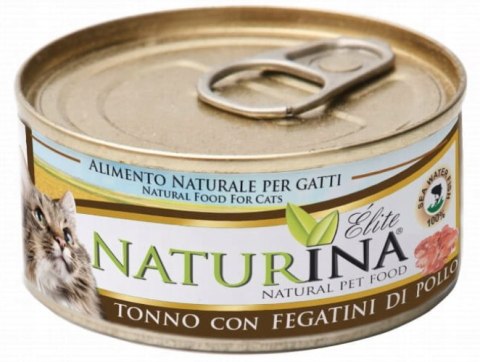 NATURINA ELITE TUŃCZYK Z WĄTRÓBKA KURCZAK 4x70g KOT