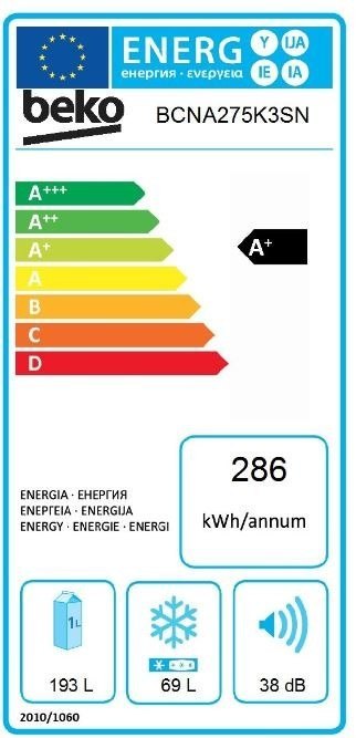 CHŁODZIARKO-ZAMRAŻARKA BEKO BCNA275K3SN