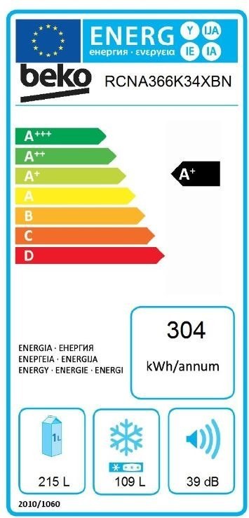 CHŁODZIARKO-ZAMRAŻARKA BEKO RCNA366K34XBN