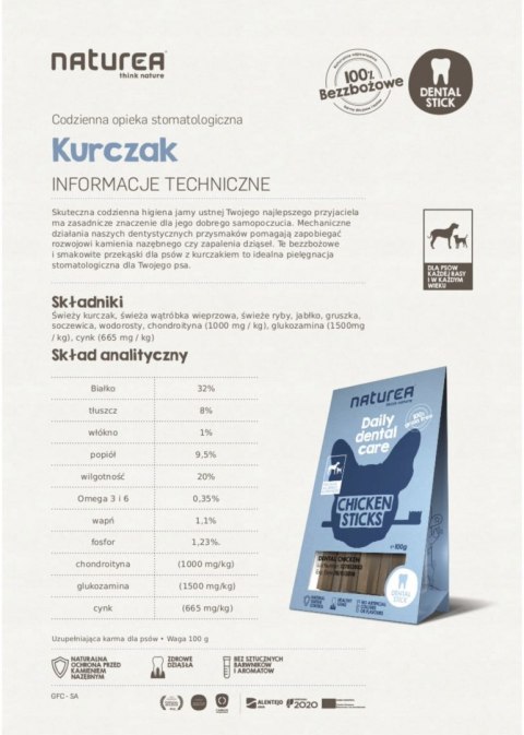 NATUREA DENTAL STICKS KURCZAK PRZYSMAKI DENTYST