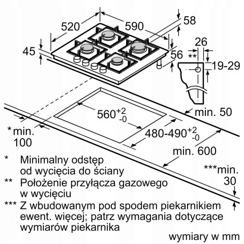 PŁYTA GAZOWA ZABUDOWA SIEMENS EN6B6PB90 iQ300 SZKŁ