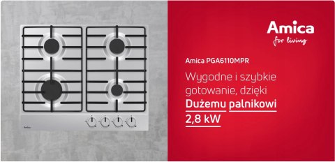 PŁYTA GAZOWA DO ZABUDOWY AMICA PGA6110MPR INOX