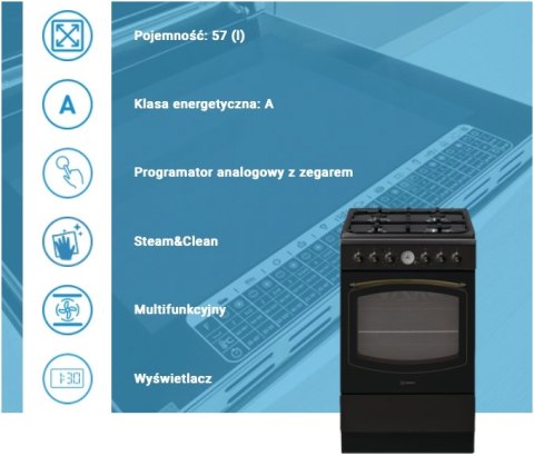 KUCHNIA GAZOWO ELEKTRYCZ. INDESIT IS5G8MHA/E Grill