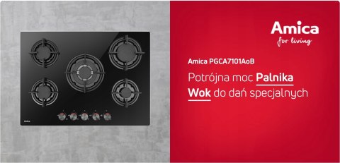 PŁYTA GAZOWA DO ZABUDOWY AMICA PGCA7101AoB Gaz na szkle