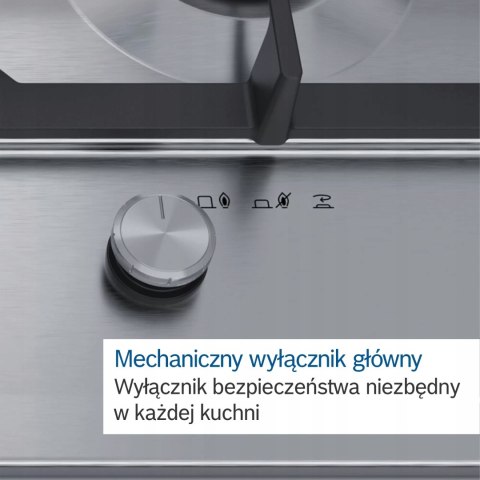 PŁYTA GAZOWA BOSCH PCQ7A5M90 75 cm Stal szlachetna Żeliwny ruszt Zapalarka