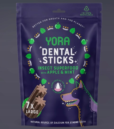 YORA DOG DENTAL STICKS 270 G DUŻA RASA 270G JABŁKO I MIĘTA