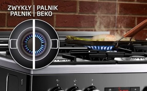 KUCHNIA GAZOWA BEKO FSG52020FX 60 L Zapalarka w pokrętle Emalia łatwoczysz.