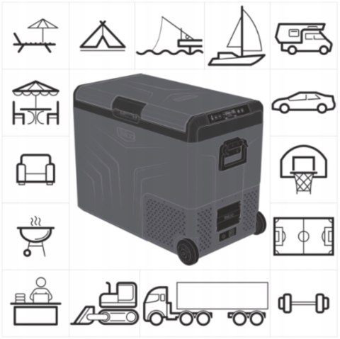 LODÓWKA TURYSTYCZNA YOLCO TCX60 CARBON 60/63 L 2 komory chłodzące Bluetooth